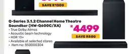Game Q-Series 3.1.2 Channel Home Theatre Soundbar (HW-Q600C/XA) offer