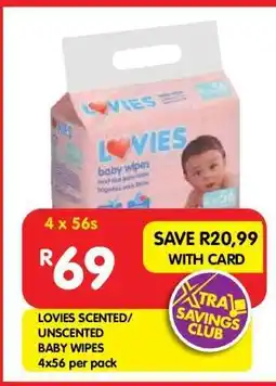 Shoprite Lovies Scented/Unscented Baby Wipes offer