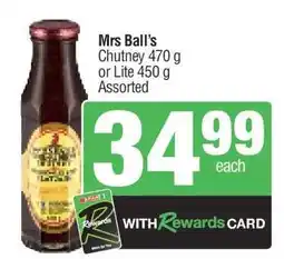Spar Mrs Ball's Chutney or Lite offer