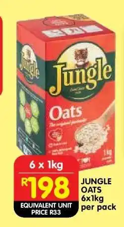 Shoprite JUNGLE OATS 6x1kg offer