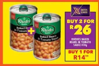 Shoprite Rhodes Baked Beans in Tomato Sauce 410g offer