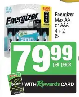 Spar Energizer Max AA or AAA offer