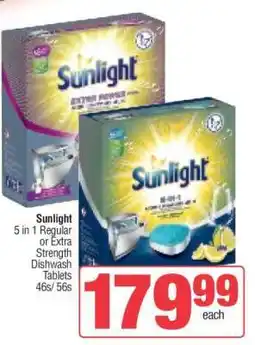 Spar Sunlight 5 in 1 Regular or Extra Strength Dishwasher Tablets 46s/56s offer