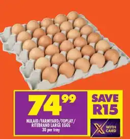 Shoprite NULAID/FARMYARD/TOPLAY/RITEBRAND LARGE EGGS offer