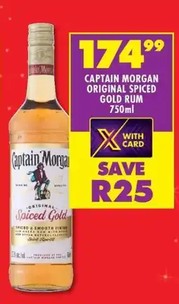 Shoprite CAPTAIN MORGAN ORIGINAL SPICED GOLD RUM 750ml offer