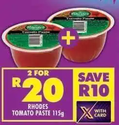 Shoprite RHODES TOMATO PASTE 115g offer