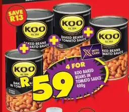 Shoprite Koo Baked Beans in Tomato Sauce 400g offer