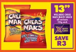 Shoprite WILLARDS CHEAS NAKS MAIZE SNACK offer