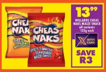 Shoprite WILLARDS CHEAS NAKS MAIZE SNACK offer
