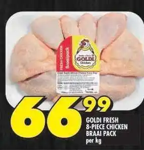 Shoprite GOLDI FRESH 8-PIECE CHICKEN BRAAI PACK offer