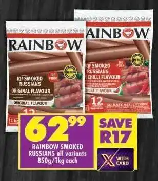 Shoprite RAINBOW SMOKED RUSSIANS all variants 850g/1kg each offer