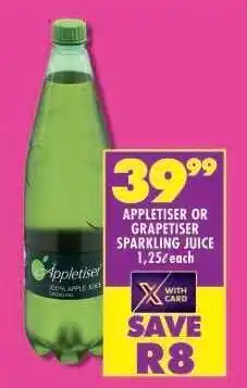 Shoprite Appletiser or Grapetiser Sparkling Juice 1,25ℓ each offer