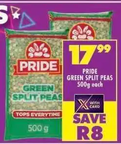 Shoprite PRIDE GREEN SPLIT PEAS 500g offer