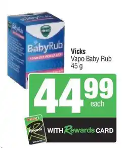Spar Vicks Vapo Baby Rub 45 g offer