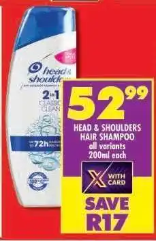 Shoprite HEAD & SHOULDERS Hair Shampoo offer