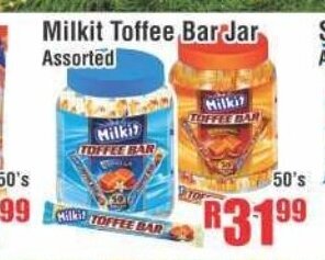 Devland Cash And Carry Milkit Toffee Bar Jar Assorted 50's offer