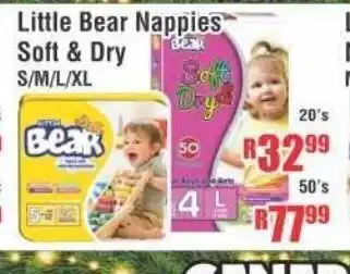 Little Bear Nappies Soft & Dry 20's