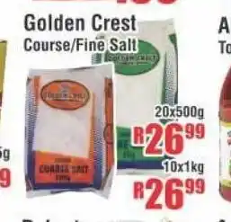 Devland Cash And Carry Golden Crest Course/Fine Salt 20 x 500g offer