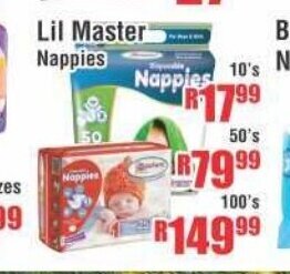 Devland Cash And Carry Lil Master Nappies 10's offer