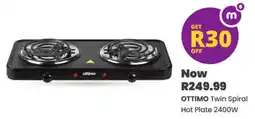 Shoprite OTTIMO Twin Spiral Hot Plate 2400W offer