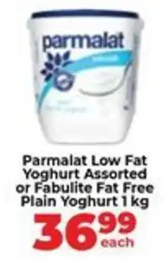 Food Lover's Market Parmalat Low Fat Yoghurt Assorted or Fabulite Fat Free Plain Yoghurt offer