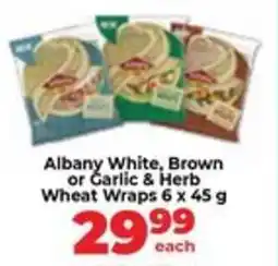 Food Lover's Market Albany White, Brown or Garlic & Herb Wheat Wraps offer