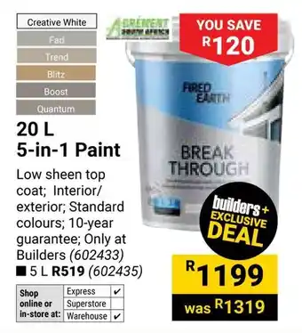 Builders Warehouse Fired Earth 5-in-1 Paint offer