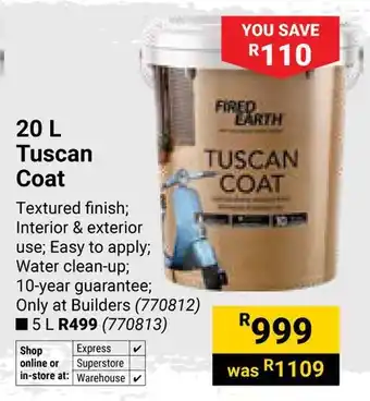 Builders Warehouse Fired Earth Tuscan Coat offer