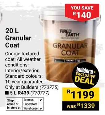 Builders Warehouse Fired Earth Granular Coat offer