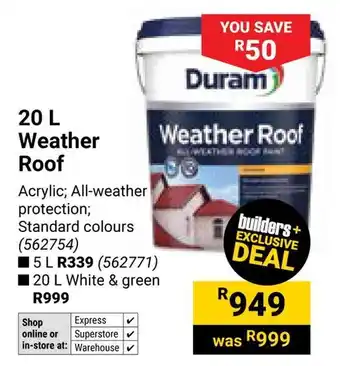 Builders Warehouse Duram Weather Roof offer