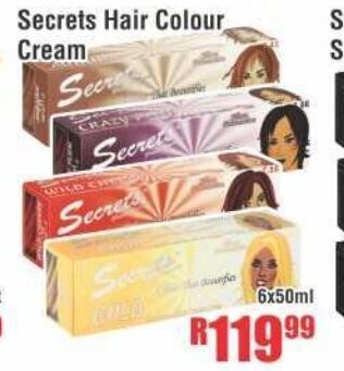 Devland Cash And Carry Secrets Hair Colour Cream 6x50ml offer