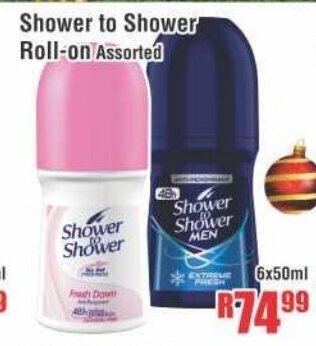 Shower to Shower Roll-on Assorted 6x50ml