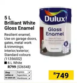 Builders Warehouse Dulux Brilliant White Gloss Enamel offer