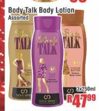Devland Cash And Carry Body Talk Body Lotion Assorted 3x250ml offer