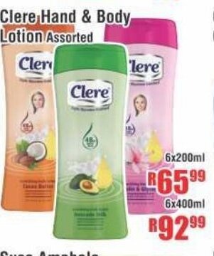 Devland Cash And Carry Clere Hand & Body Lotion Assorted 6x200ml offer