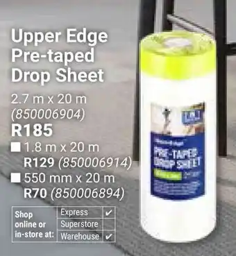 Builders Warehouse Upper Edge Pre-taped Drop Sheet offer
