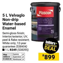 Builders Warehouse Plascon Velvaglo Non-drip Water-based Enamel offer