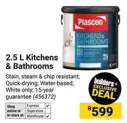 Builders Warehouse Plascon Kitchens & Bathrooms offer