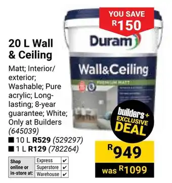Builders Warehouse Duram Wall & Ceiling offer