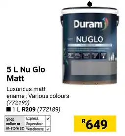 Builders Warehouse Duram Nu Glo Matt offer