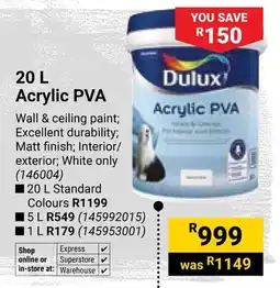 Builders Warehouse Dulux Acrylic PVA offer