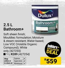 Builders Warehouse Dulux Bathroom+ offer