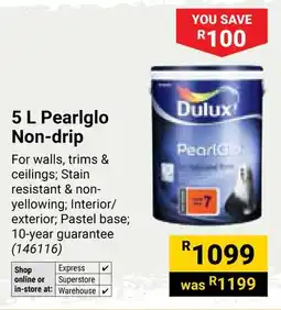 Builders Warehouse Dulux Pearlglo Non-drip offer