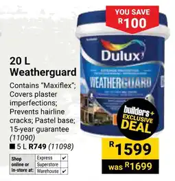 Builders Warehouse Dulux Weatherguard offer
