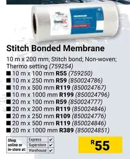 Builders Warehouse Stitch Bonded Membrane offer