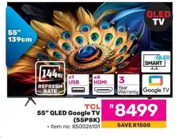 Game TCL 55” QLED Google TV (55P8K) offer