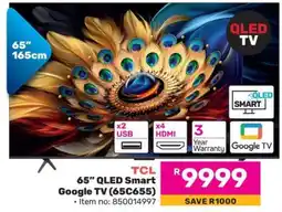 Game TCL 65 QLED Smart Google TV (65C655) offer