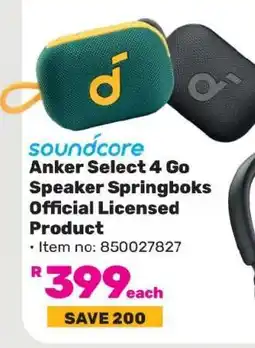 Game Anker Select 4 Go Speaker Springboks Official Licensed Product offer
