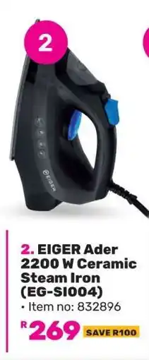 Game Eiger Ader 2200 W Ceramic Steam Iron EG-SI004 offer