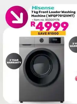 Game Hisense 7 kg Front Loader Washing Machine (WFQP7012VMT) offer
